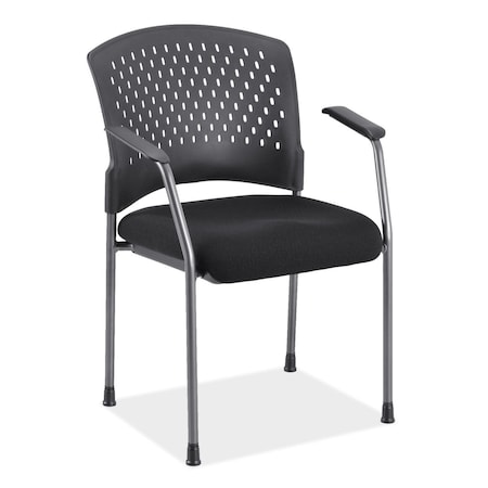 OFFICESOURCE Aero Collection Guest or Side Chair with Arms, Black Fabric Seat and Titanium Frame 3204TGFBK